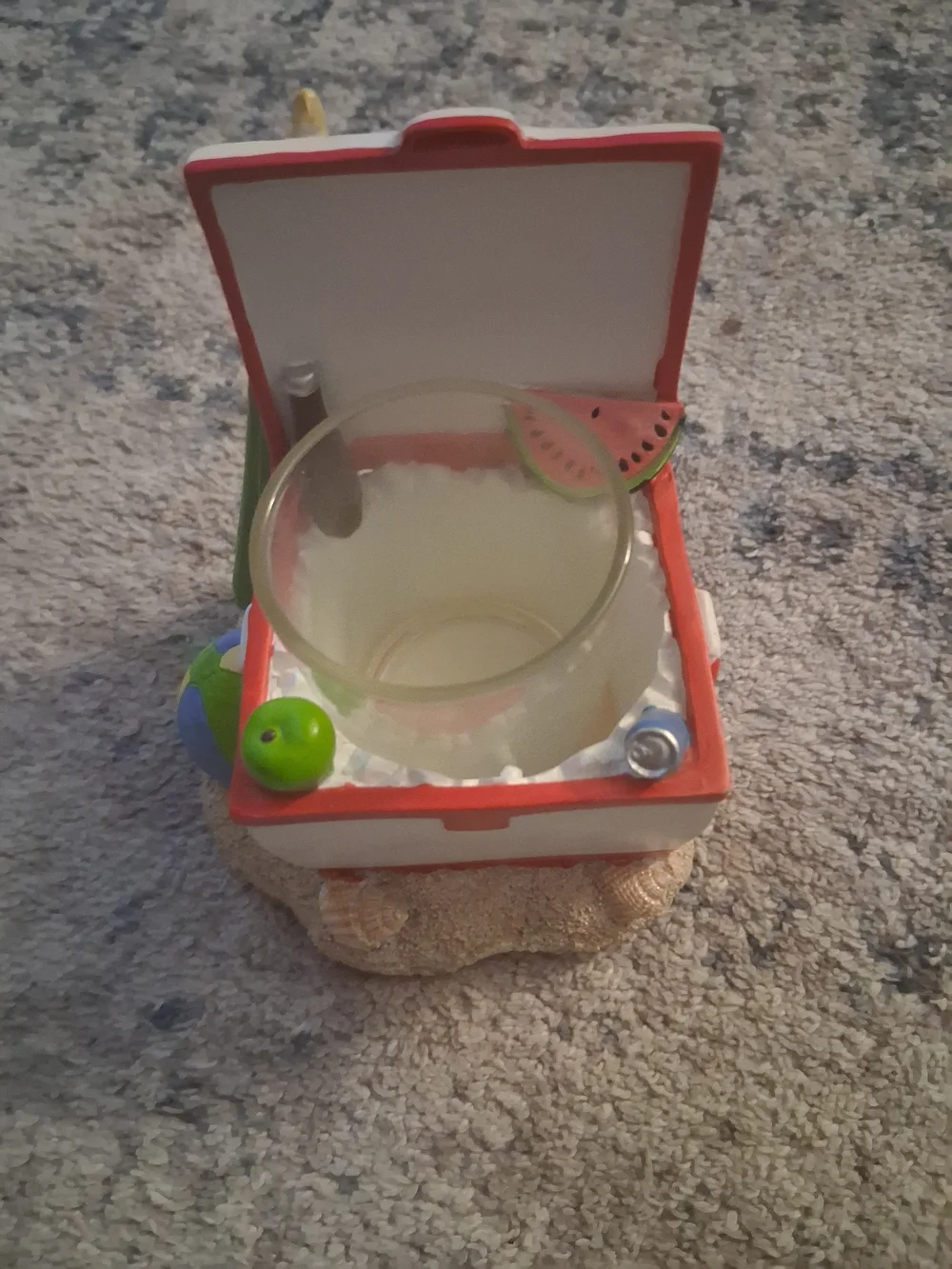 Seaside Treasure Chest Votive Holder in White & Red
